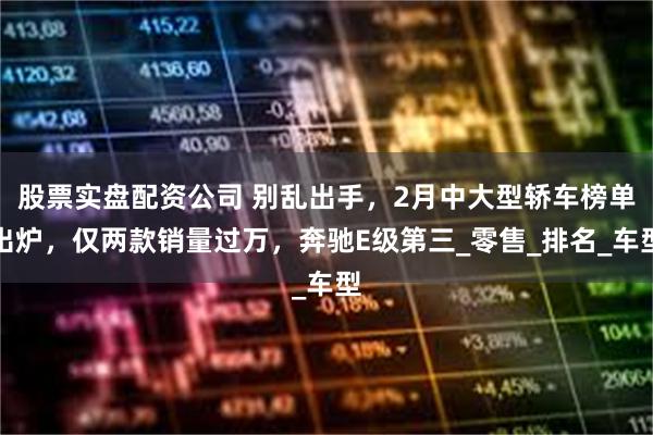 股票实盘配资公司 别乱出手，2月中大型轿车榜单出炉，仅两款销量过万，奔驰E级第三_零售_排名_车型